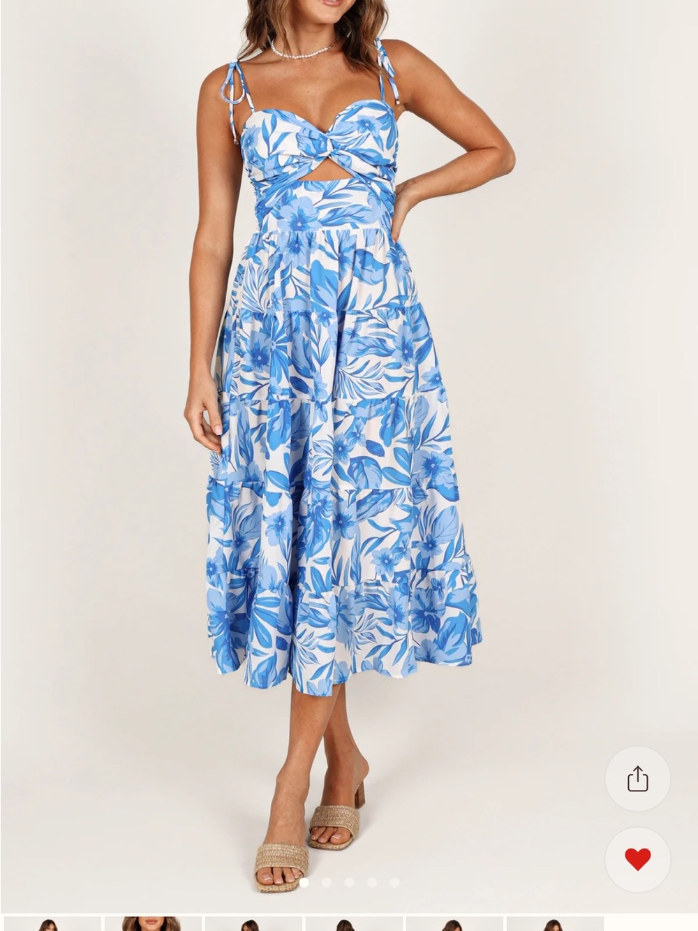 Petal & Pup Blue Floral Cutout Midi Dress
